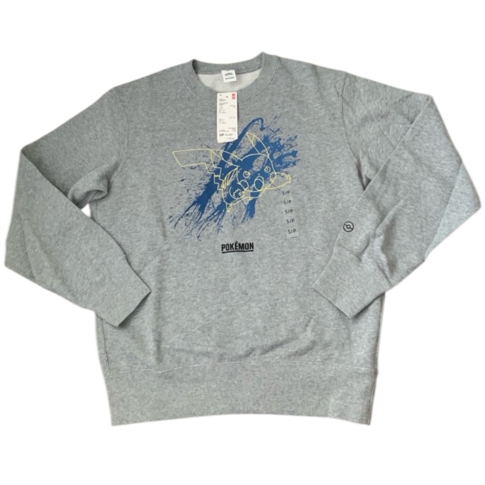 POKEMON X UNIQLO Grey Crew Neck Pullover Sweater Women’s Size Small BRAND NEW
